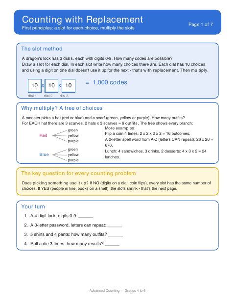First page of Advanced Counting: Guide