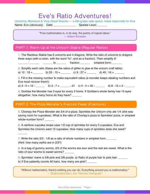First page of Eve's Ratio Adventures