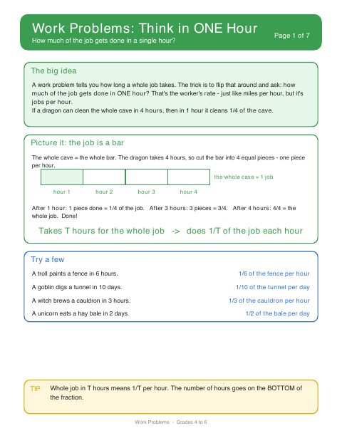 First page of Work Problems: Think in One Hour