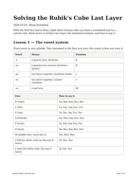 First page of Solving the Rubik's Cube Last Layer