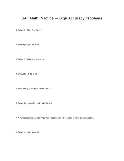 First page of SAT Math: Sign Accuracy Problems